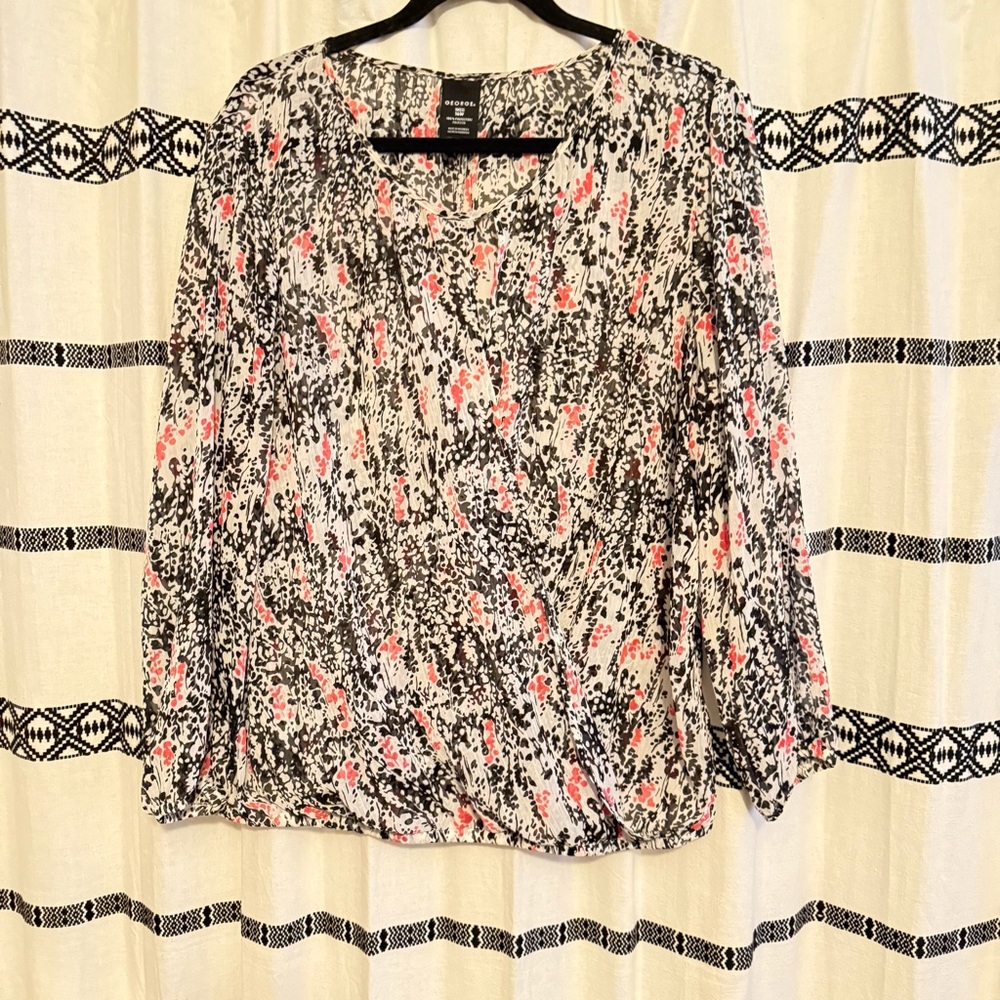 George Black and Pink Abstract Blouse